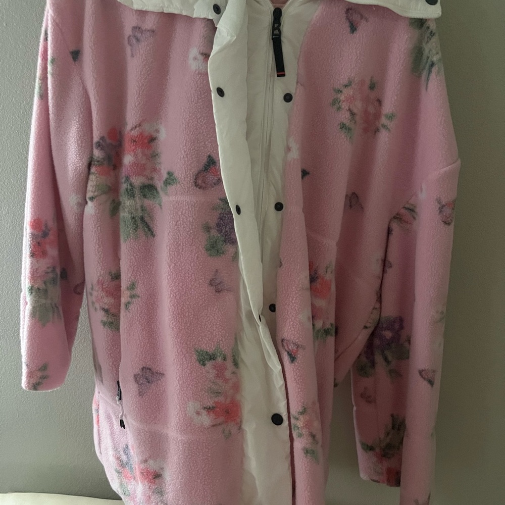 LoveShackFancy Pink Floral Teddy Jacket
